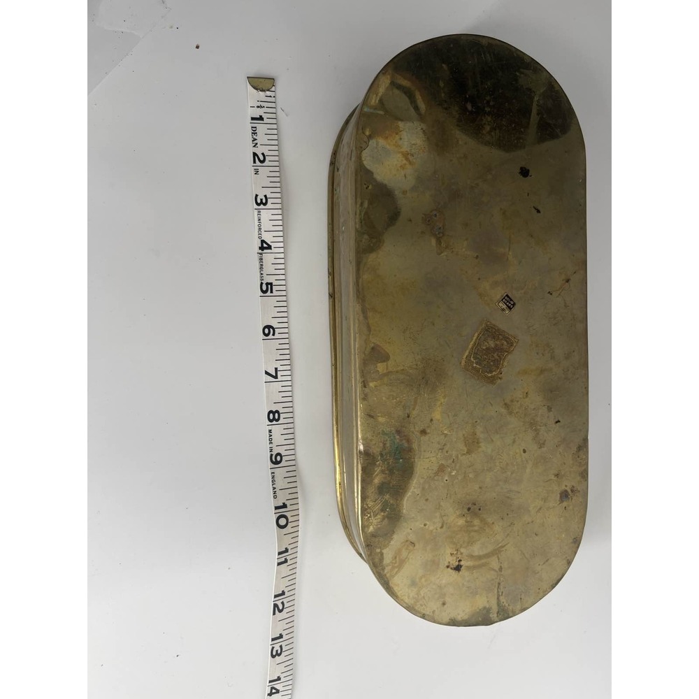 Brass Oval Planter Jardiniere Bowl with Handles Cachepot - Picture 3 of 4